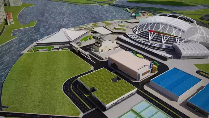 Singapore National Stadium 3D model 2