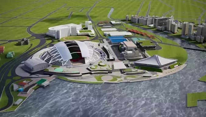 Singapore National Stadium 3D model 4