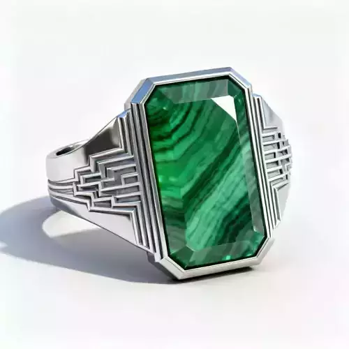 Art Deco Malachite Ring 3D Model