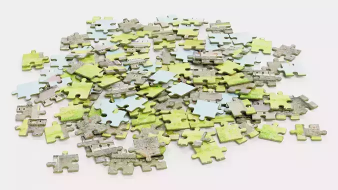 -Pile of Puzzles - V6- with Image of Medieval Castle-