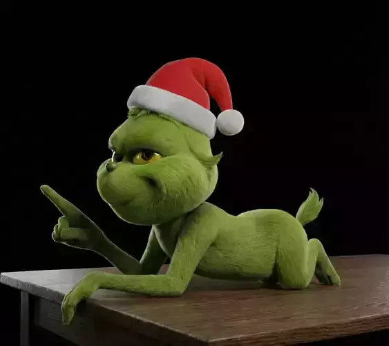 Grinch Holiday Creature Santa Hat Christmas Figurine 