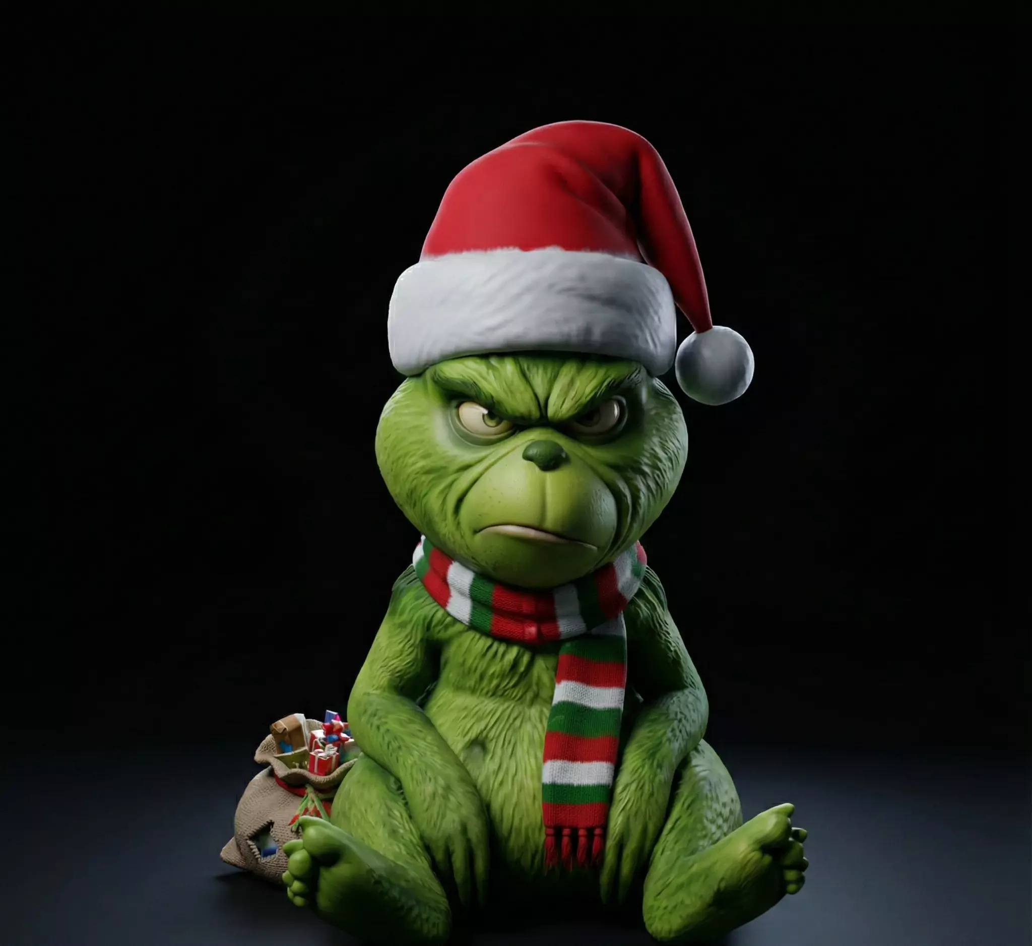 Grinch Christmas Figurine Holiday Grinch Decor Santa Hat Grinch 3D print model