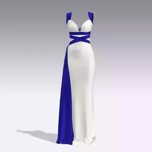 dress royal blue cross strap detail white look