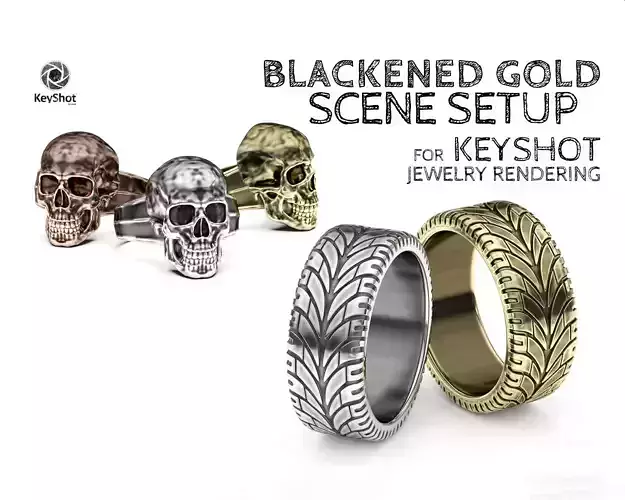 Blackened Gold Scene Setup KeyShot Jewelry Rendering