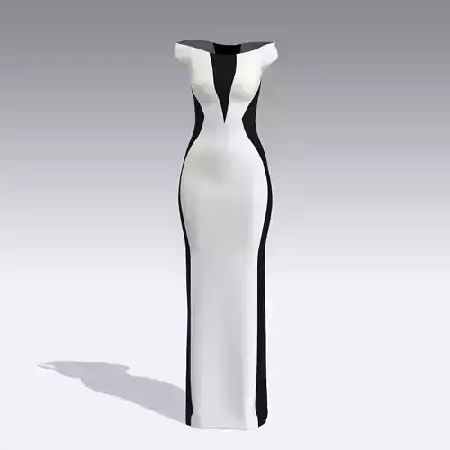 dress black and white  color block panel v shape look