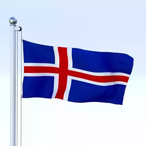 Animated Iceland Flag Low-poly 3D model