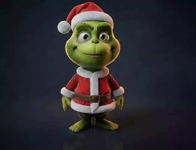 Cute Christmas Grinch Mini Figurine Santa Outfit 