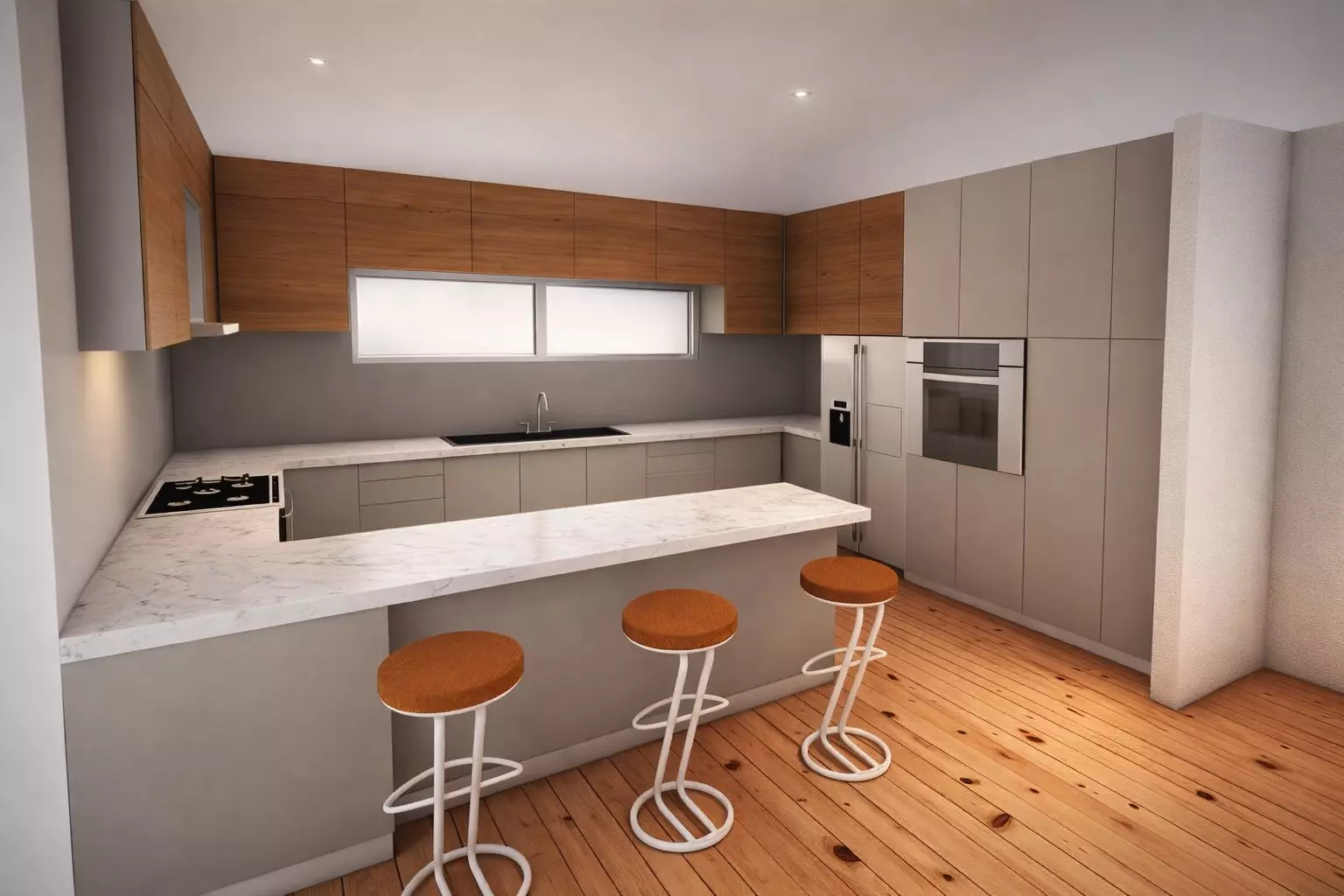 Modern U-Shaped Kitchen Interior Free 3D model