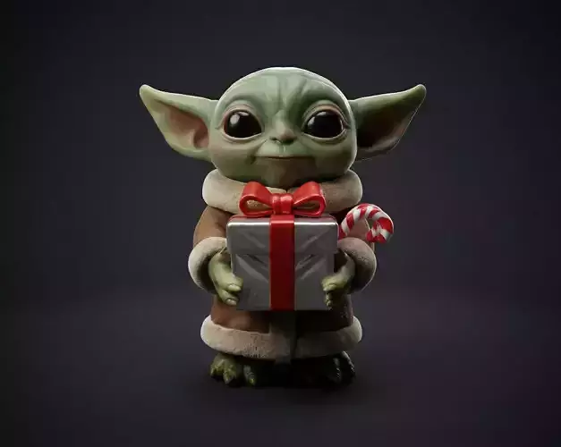 Grogu Cute Alien Holding Gift Holiday Figurine Space Creature 