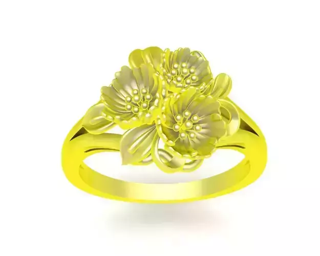 24k Elegant Floral Bloom Ring for Women 75a