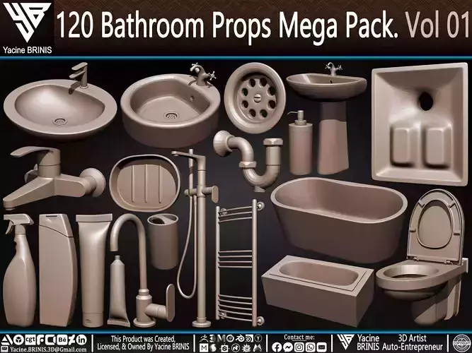 120 Bathroom Props Mega Pack Volume 01