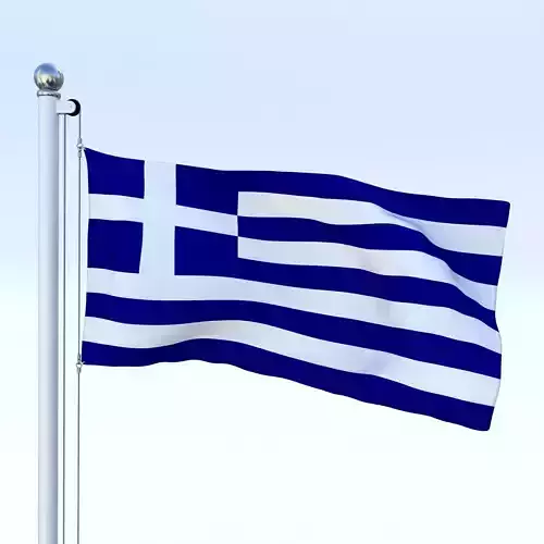 Animated Greece Flag Low-poly 3D model