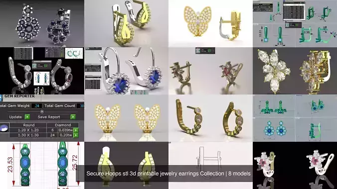 Secure Hoops stl 3d printable jewelry earrings Collection