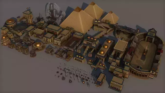 Ancient Egyptian City Pack Low-poly 3D model 3