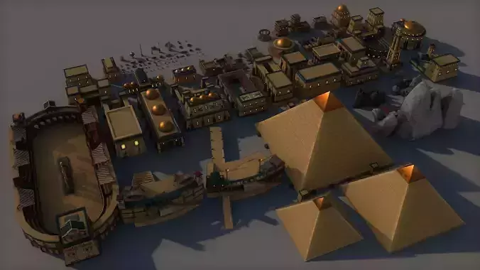 Ancient Egyptian City Pack Low-poly 3D model 5