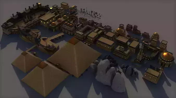 Ancient Egyptian City Pack Low-poly 3D model 4
