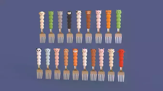 Cartoon Animal Forks Pack 01 
