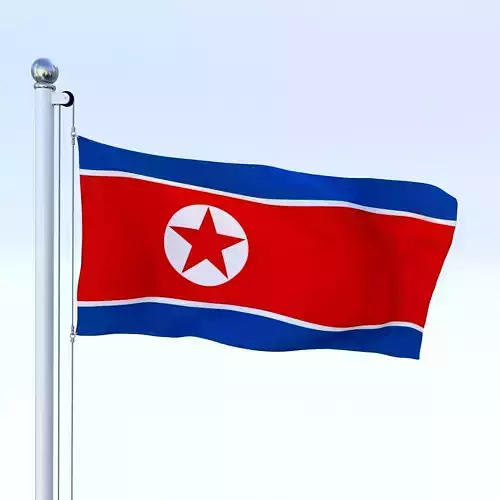 Animated North Korea Flag Low-poly 3D model