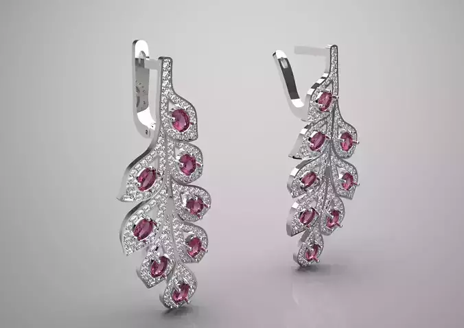 Sparkling Leaves Drop stl 3d Earrings model je0045