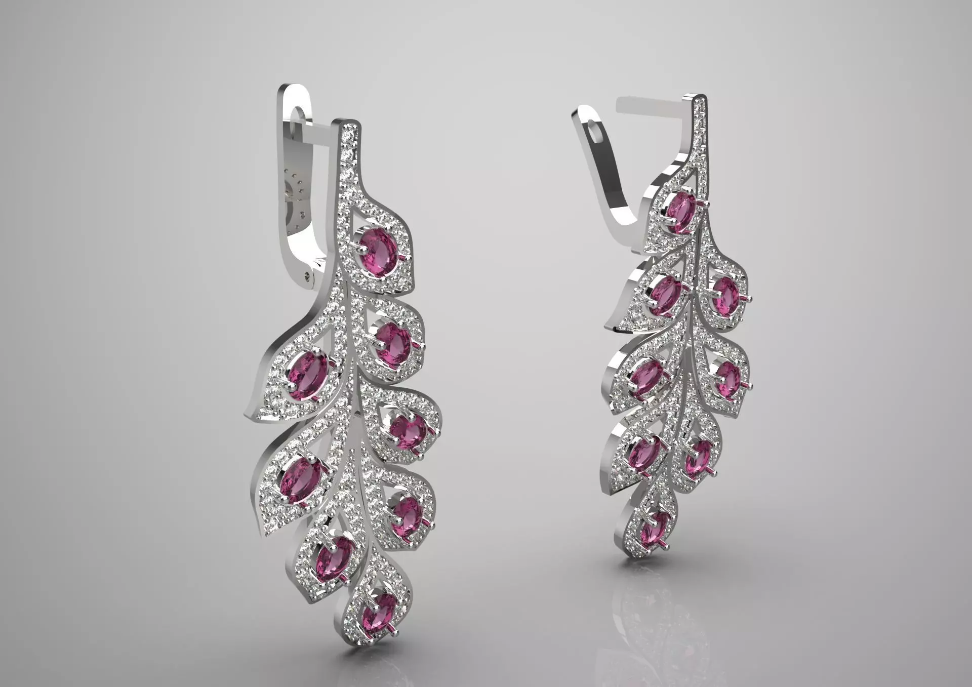 Sparkling Leaves Drop stl 3d Earrings model je0045 3D print model