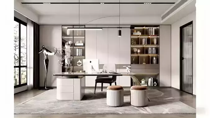 Modern Light Luxury Study Room