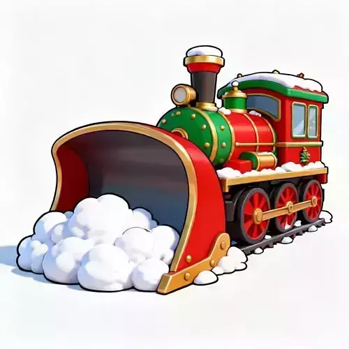 Cute Christmas Snowplow Train 3D - Model Winter Locomotive