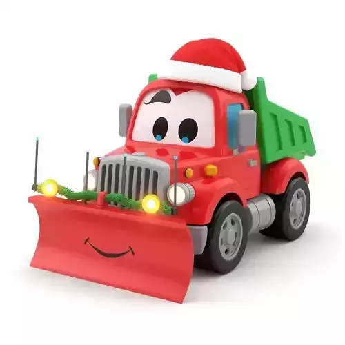 Happy Santa Snowplow Truck 3D Model - Cute Holiday Toon Vehicle