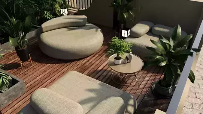 Luxury Organic Outdoor Lounge Set 8K PBR
