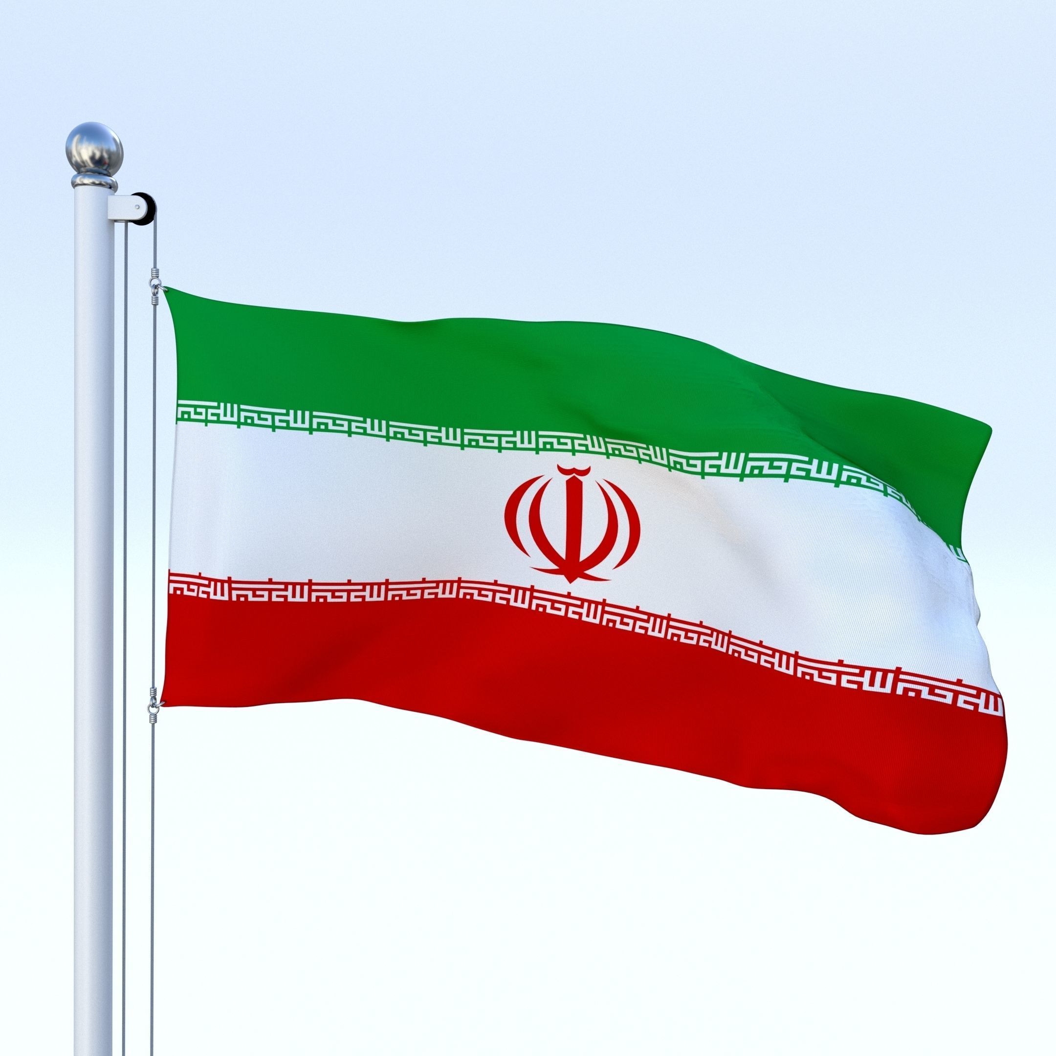 Animated Iran Flag Low-poly 3D model_20