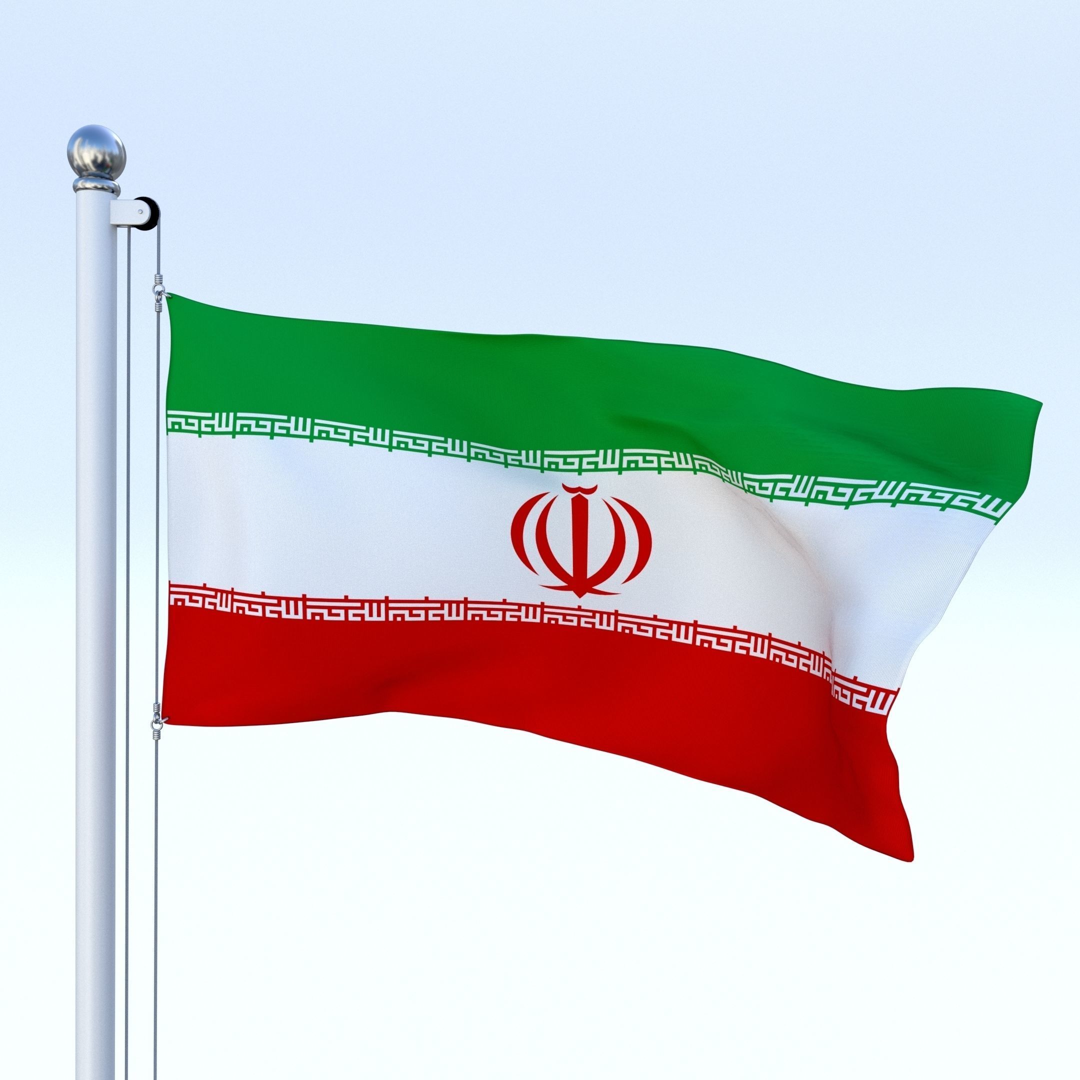 Animated Iran Flag Low-poly 3D model_4