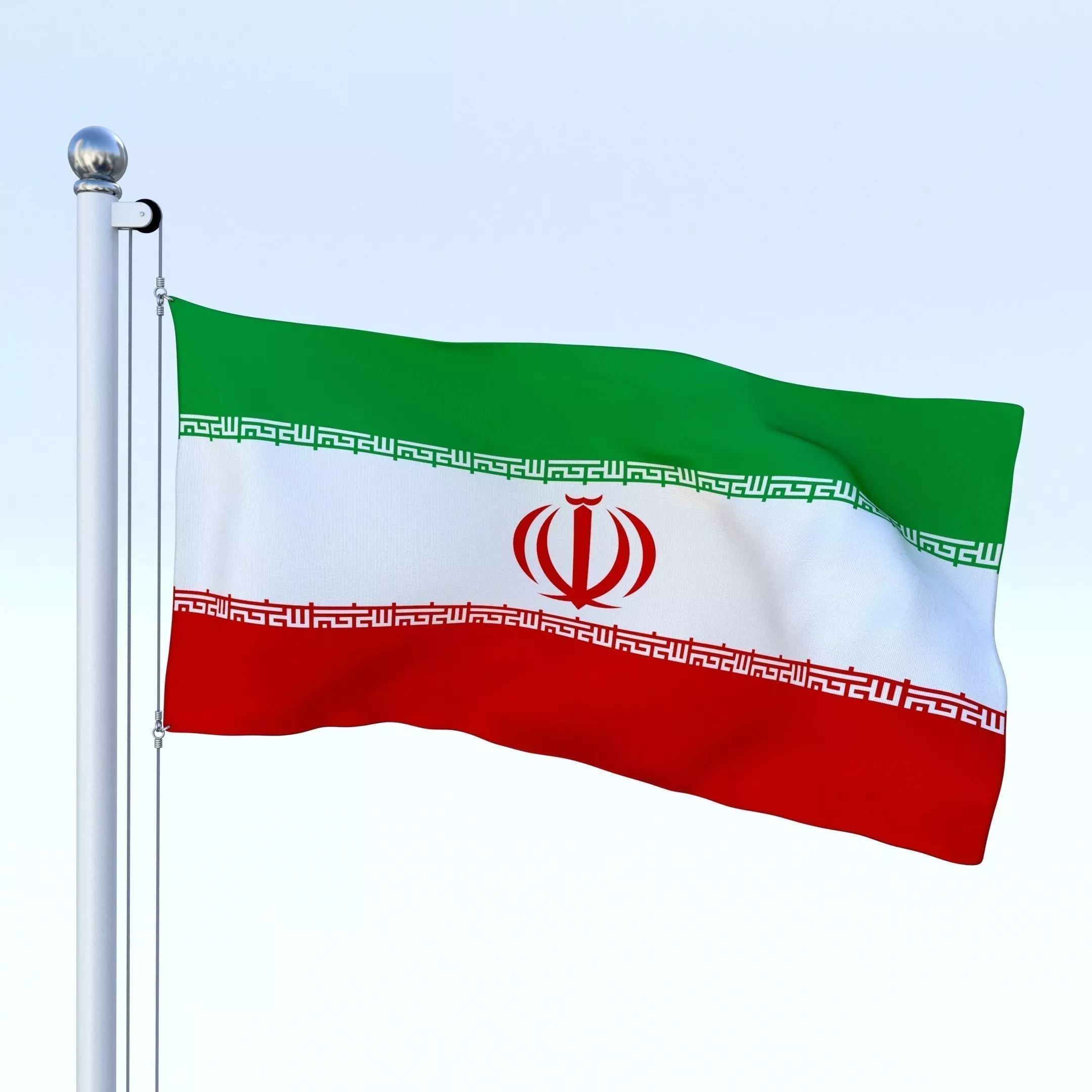 Animated Iran Flag Low-poly 3D model_0