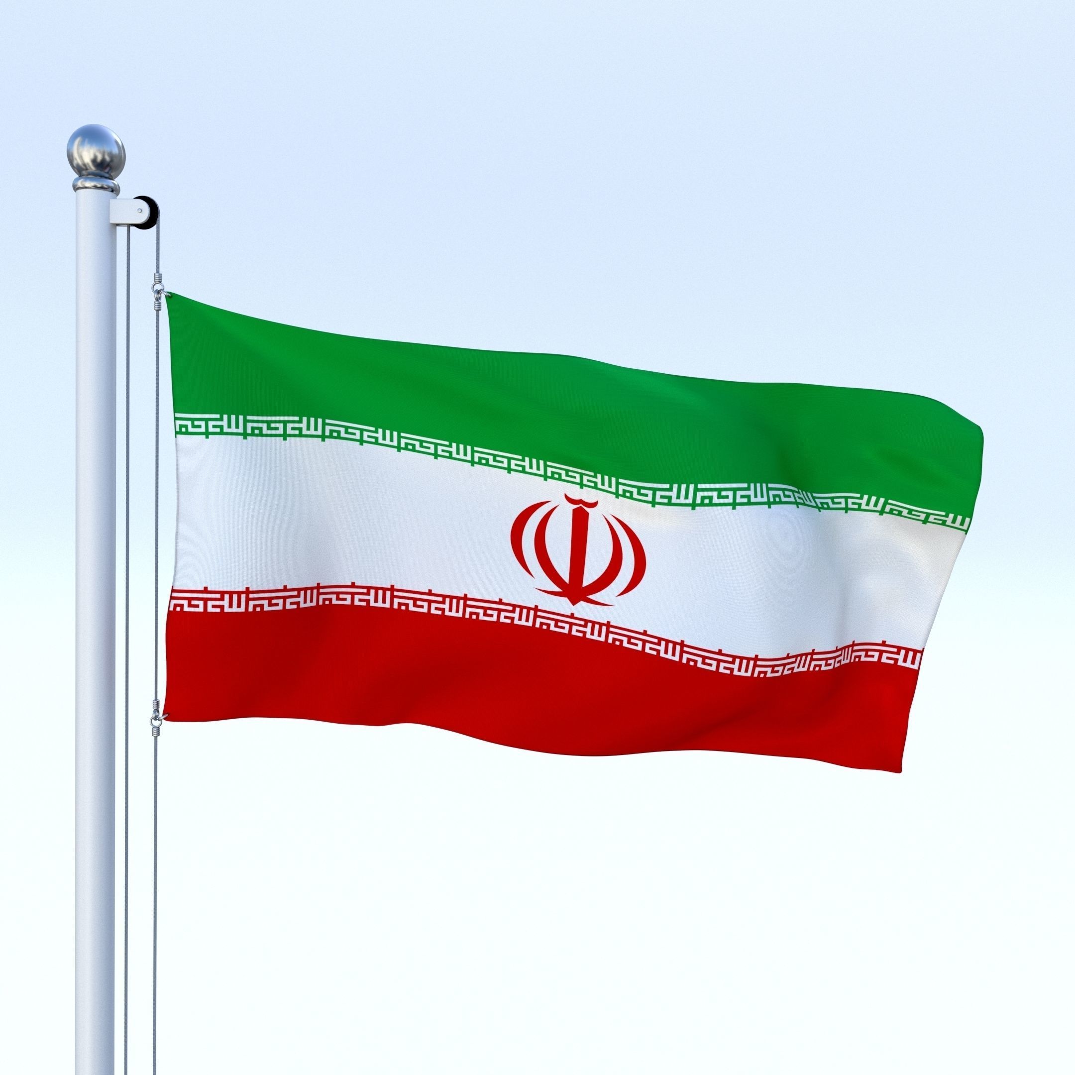 Animated Iran Flag Low-poly 3D model_1