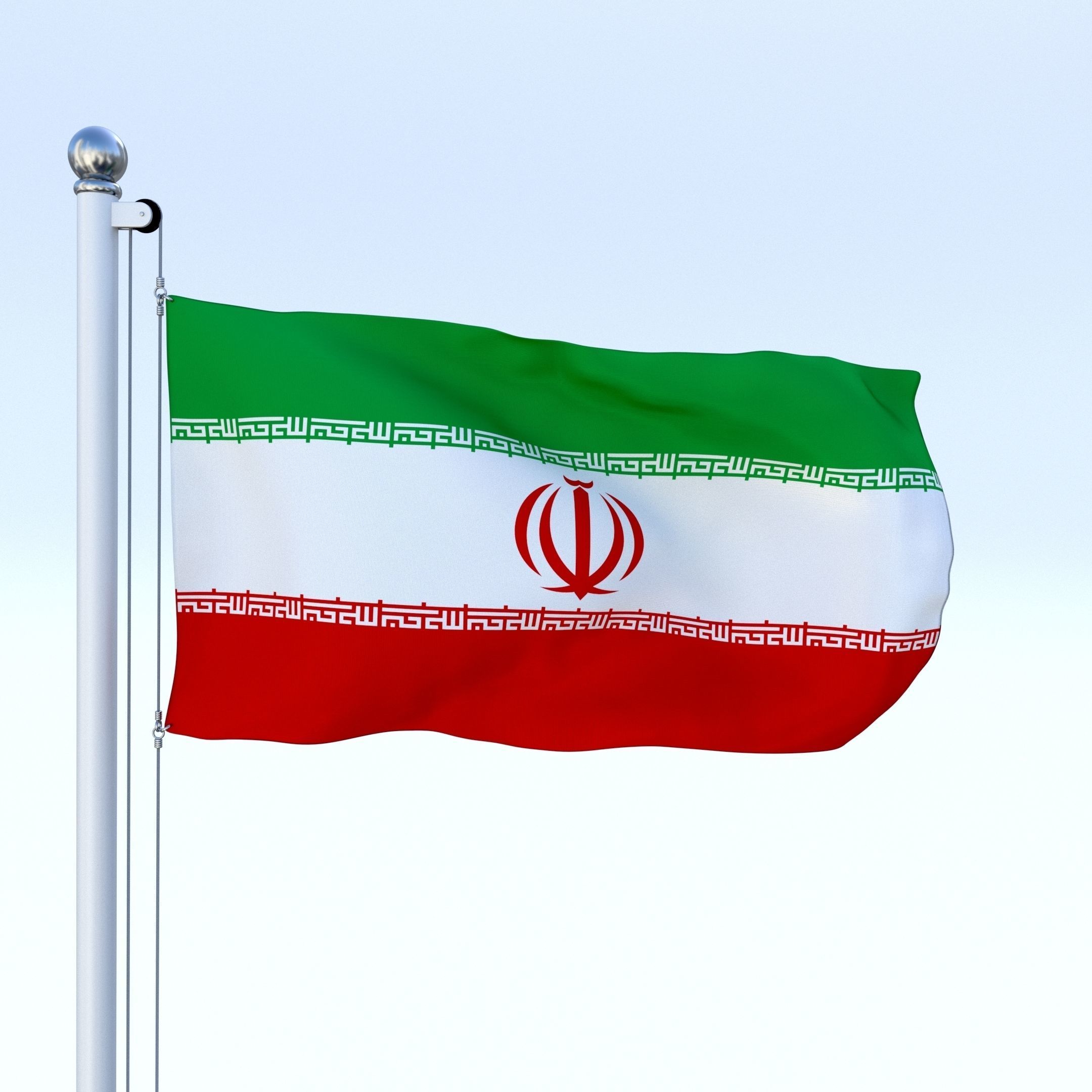 Animated Iran Flag Low-poly 3D model_15