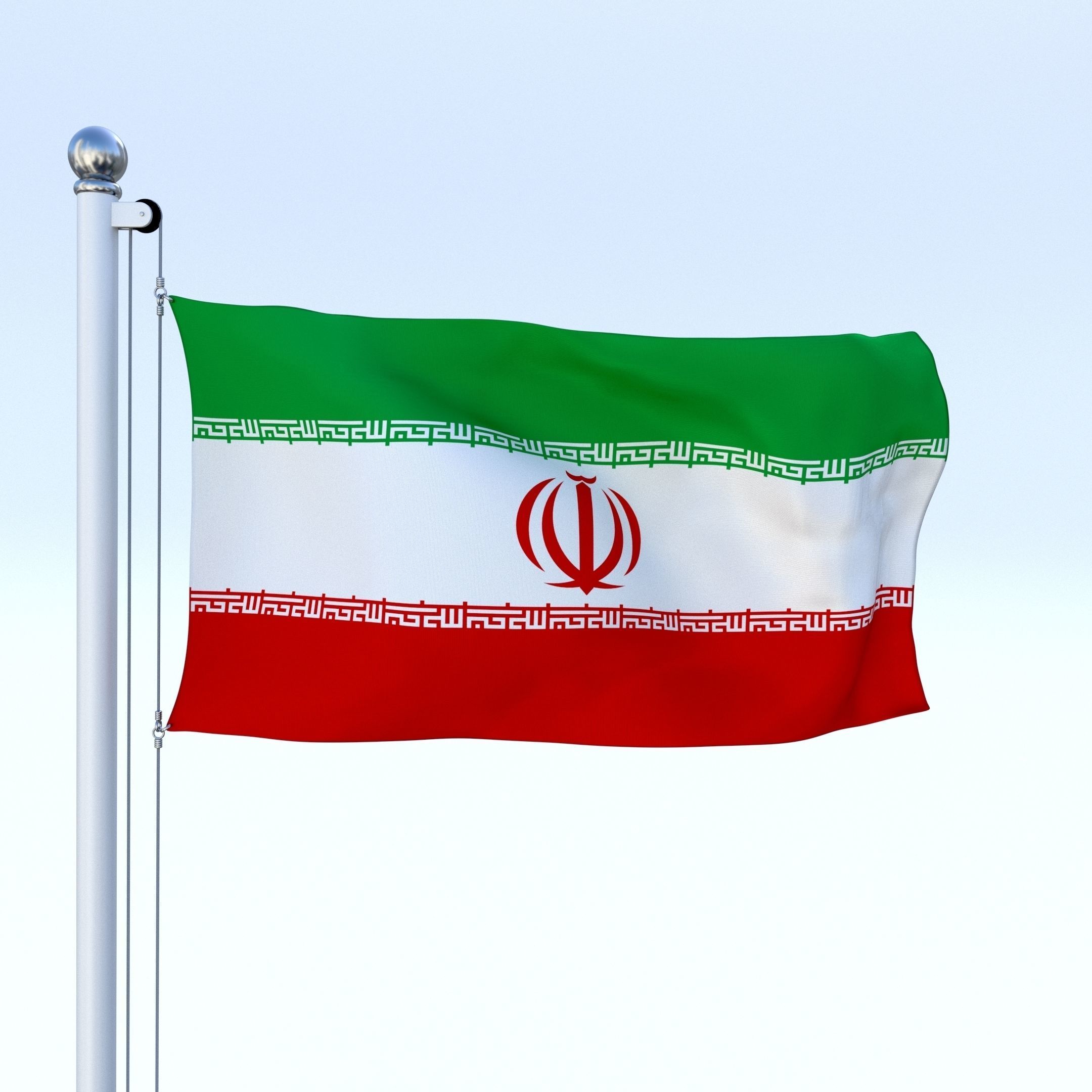 Animated Iran Flag Low-poly 3D model_14