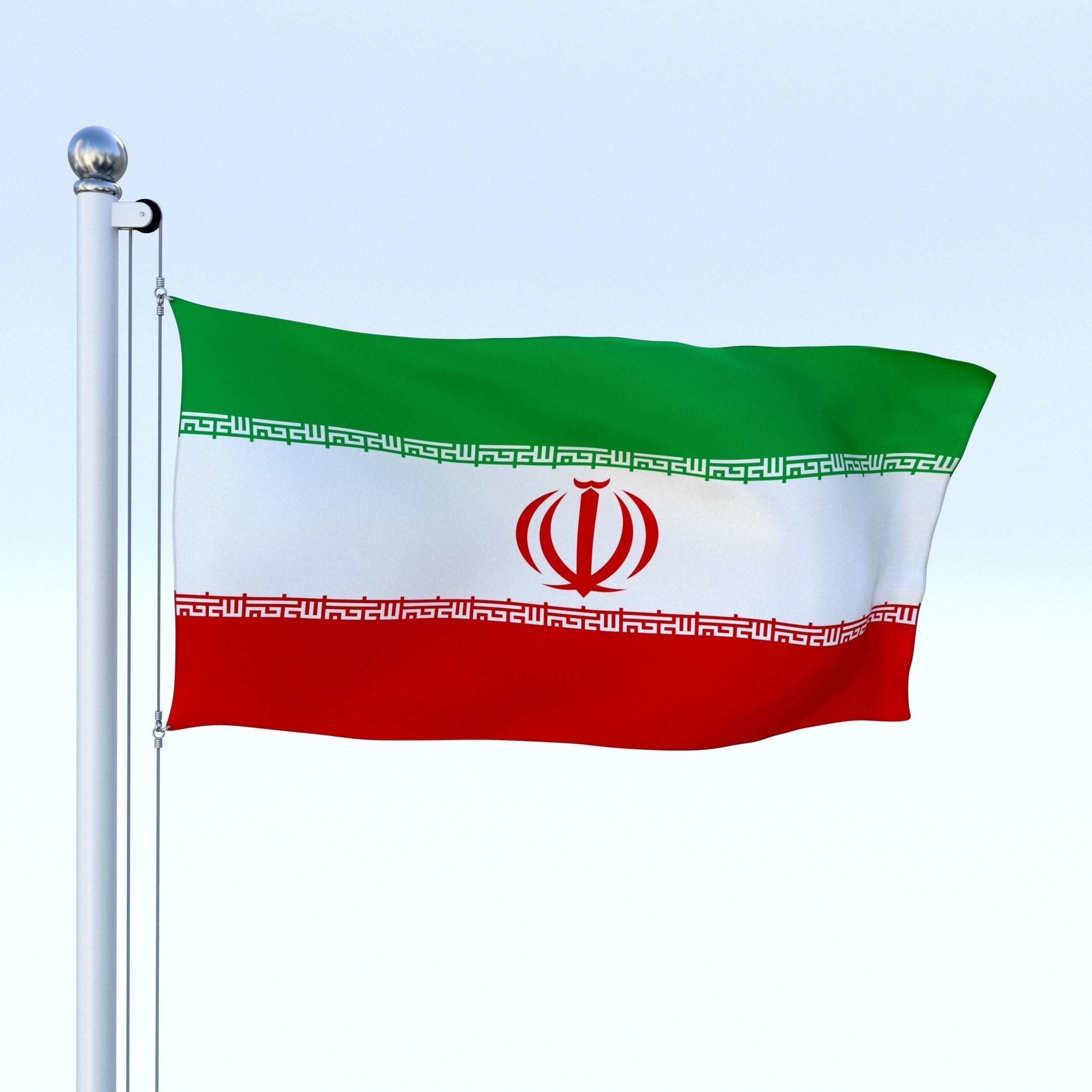 Animated Iran Flag Low-poly 3D model_6
