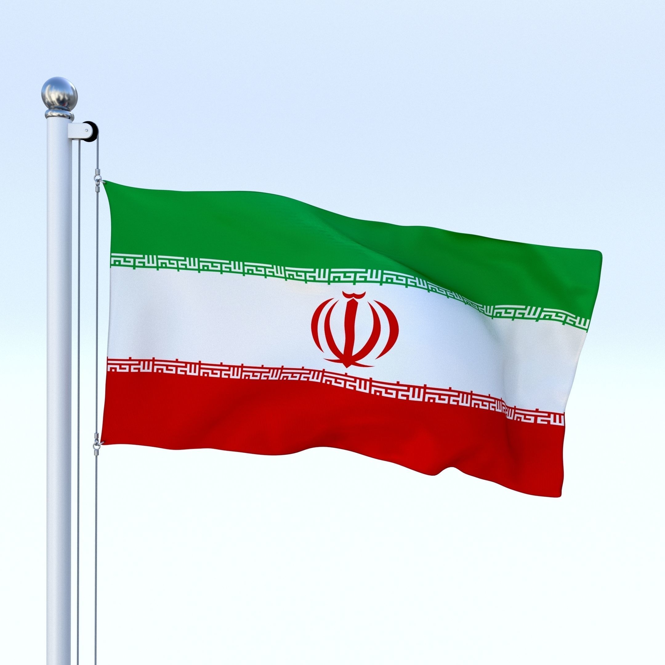 Animated Iran Flag Low-poly 3D model_18