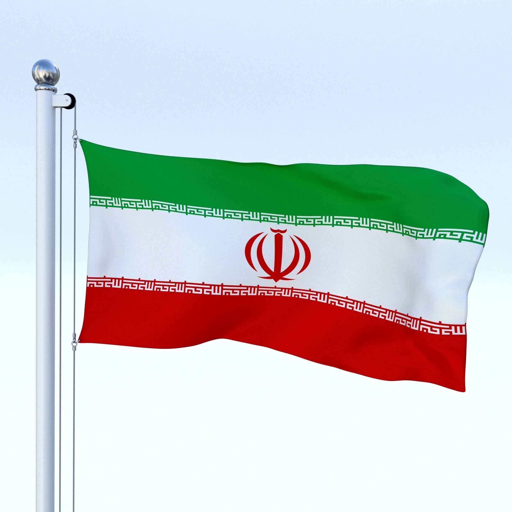 Animated Iran Flag Low-poly 3D model_2