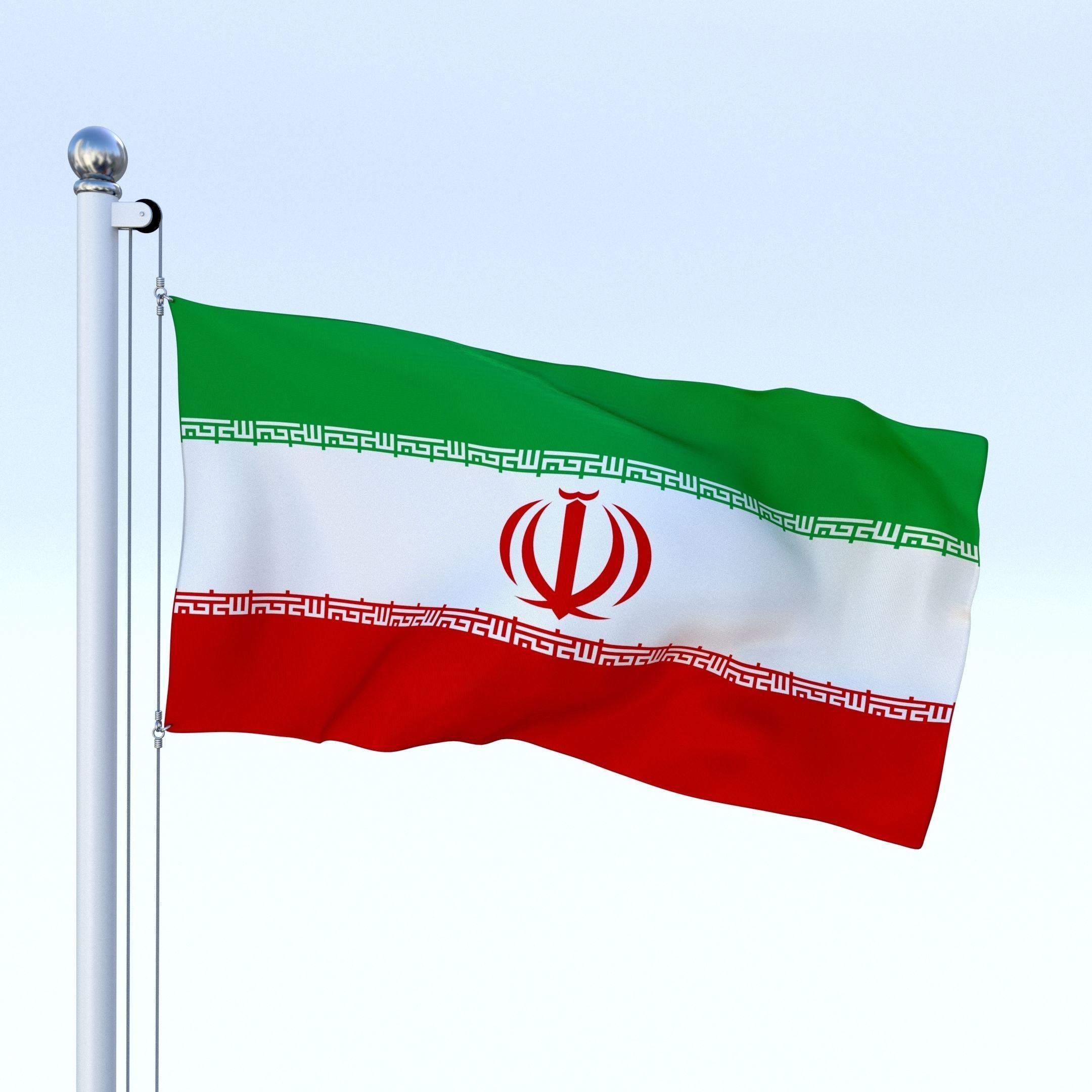 Animated Iran Flag Low-poly 3D model_3