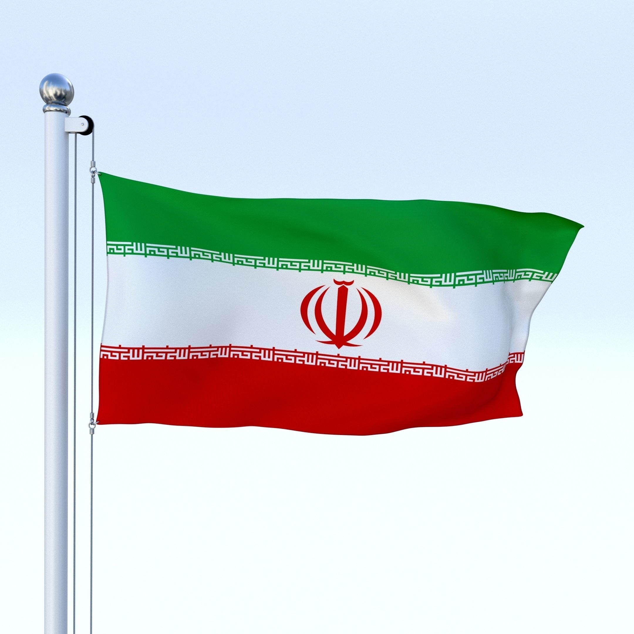 Animated Iran Flag Low-poly 3D model_26