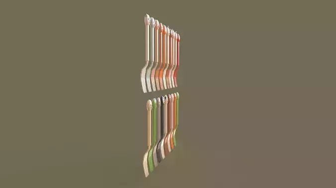 Cartoon Forks Plastic Pack 01 Low-poly 3D model 5