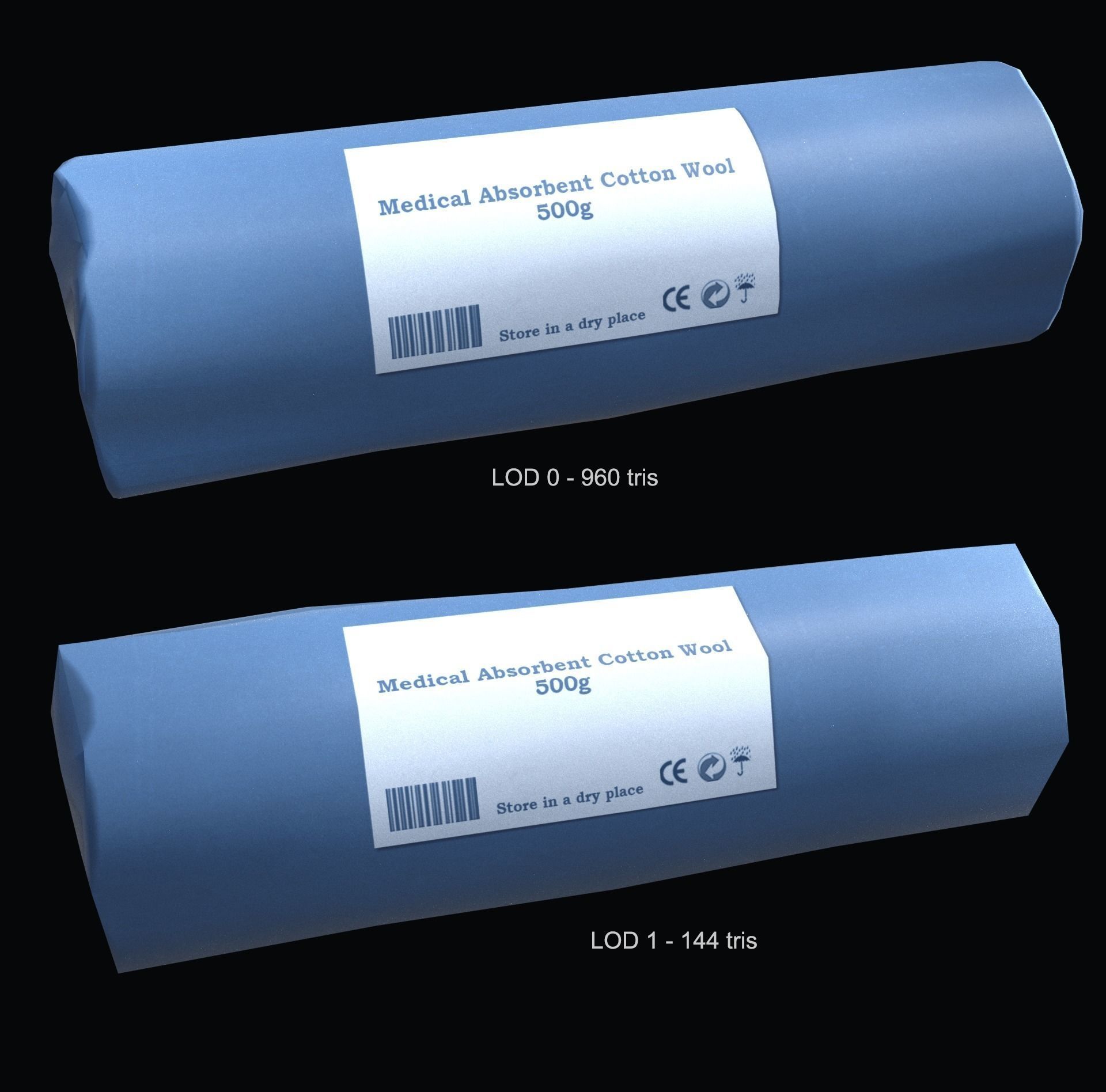 Cotton Wool PBR Game Ready Low-poly 3D model_1