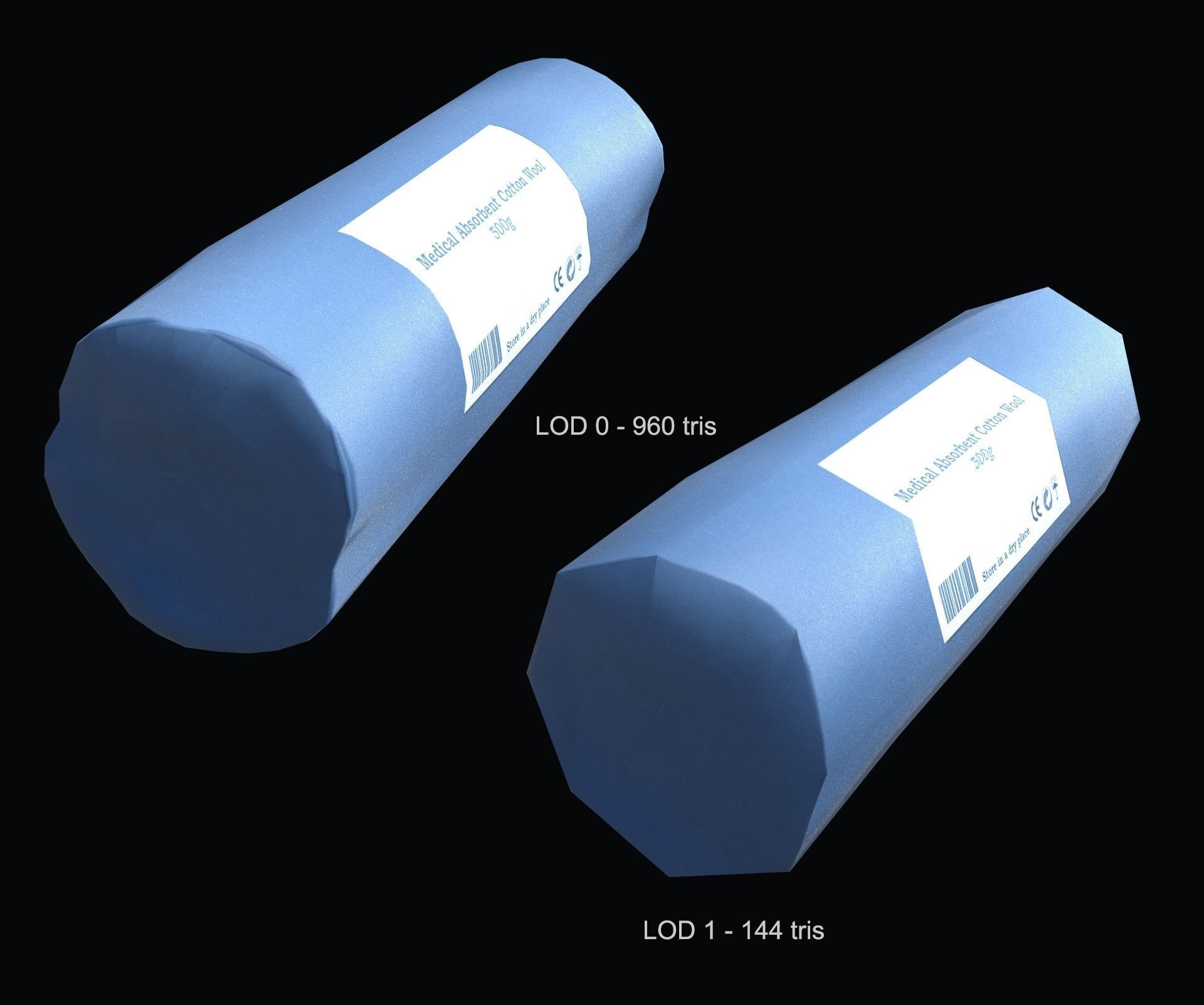 Cotton Wool PBR Game Ready Low-poly 3D model_2