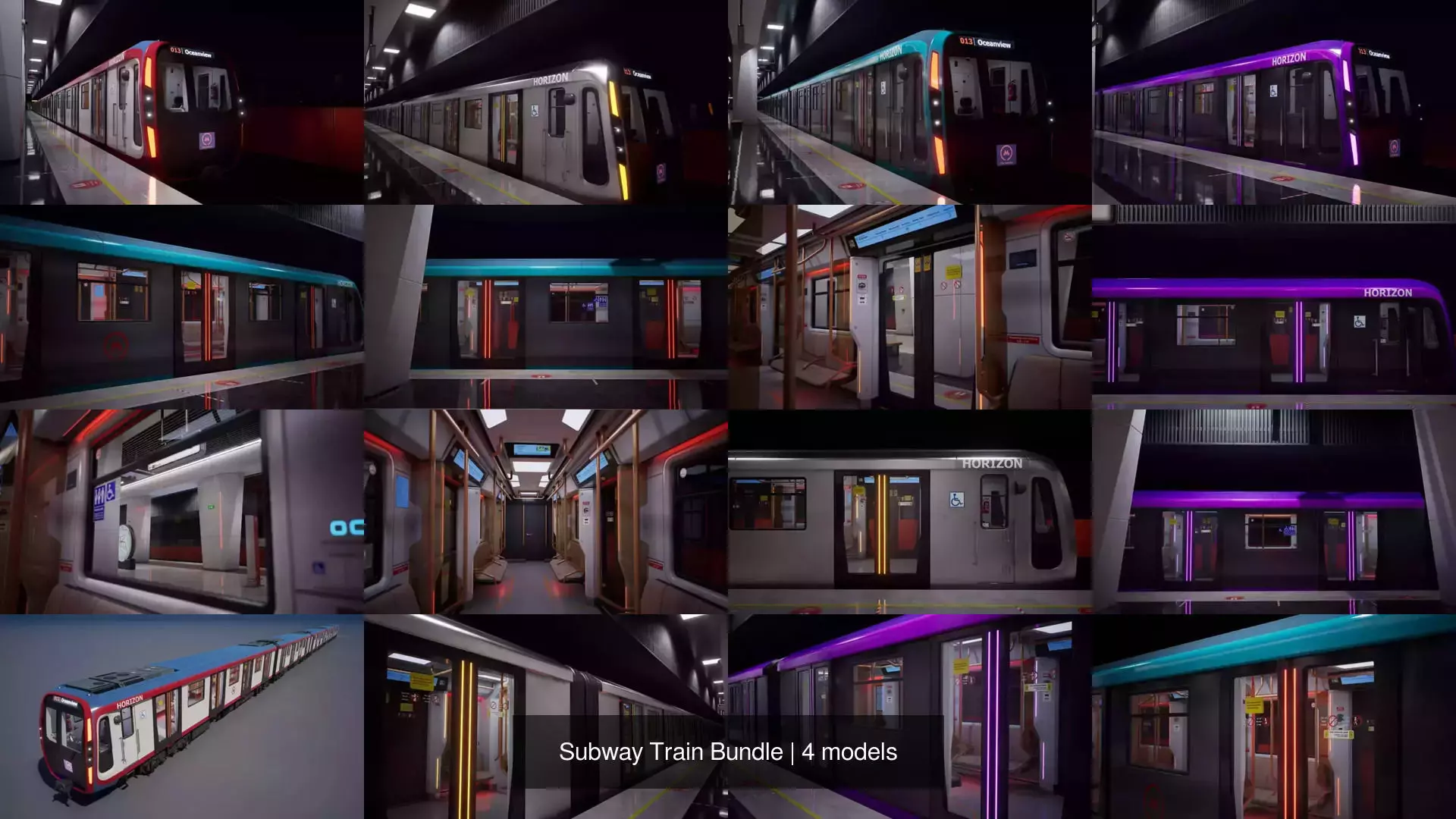 Subway Train Bundle 3D Model Pack
