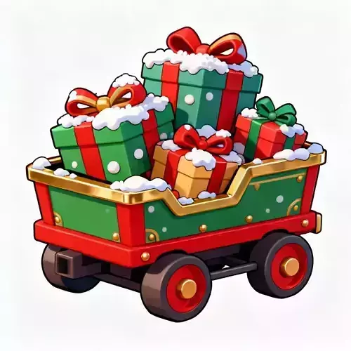 Chibi Christmas Train Wagon 3D Model - Festive Gift Carriage