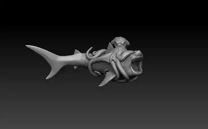Megalodon vs Giant Octopus Sea Monster Battle 3D Printable Model
