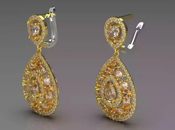 Worldly Teardrop Drop stl 3d Earrings model je0095