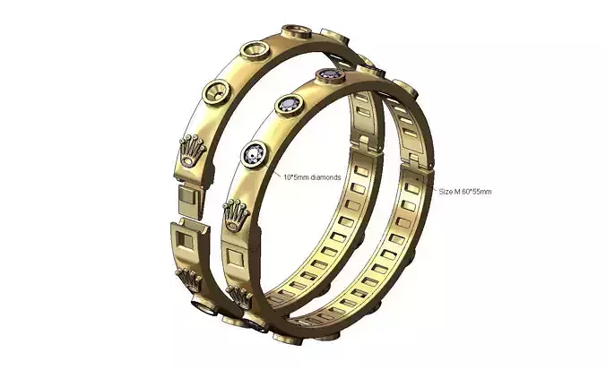 Watch crown diamond flexture clasp bracelet with covers