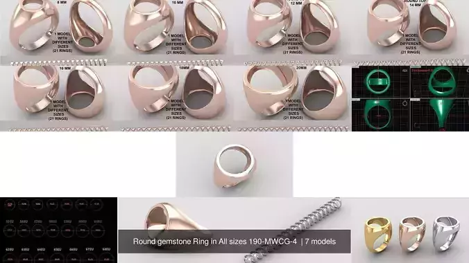 Round gemstone Ring in All sizes 190-MWCG-4 