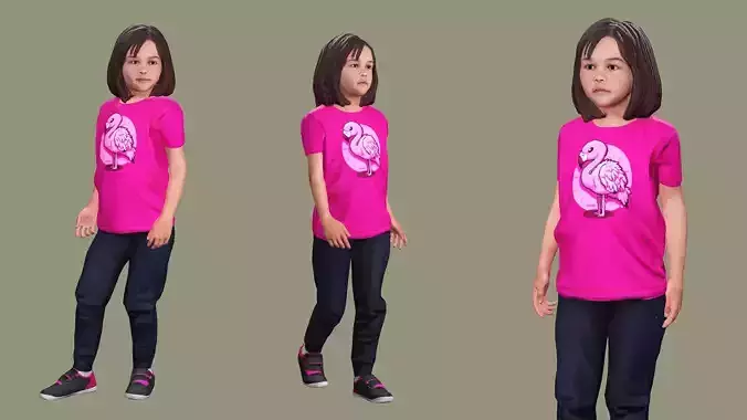 Realistic Rigged Kids Character AM Game Ready 3D Model