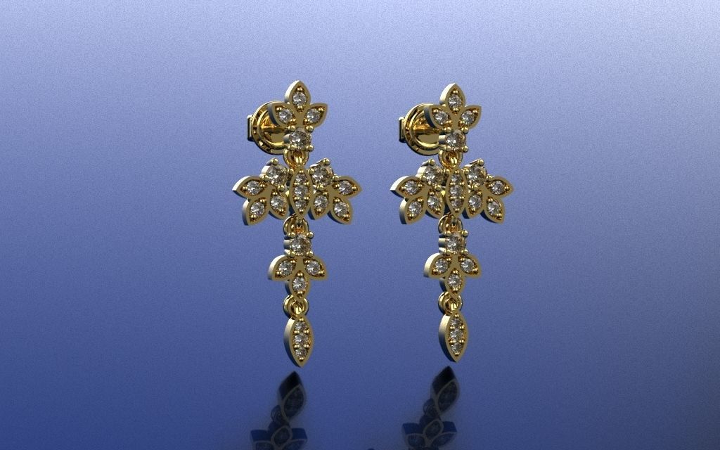 Earring Delicate Leaves - Jewelry 3D - BR-36 3D print model_9